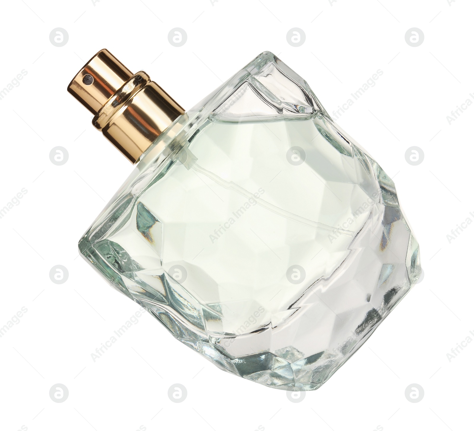 Photo of Luxury women`s perfume in bottle isolated on white