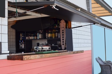 Photo of Outdoor bar with menu board on counter