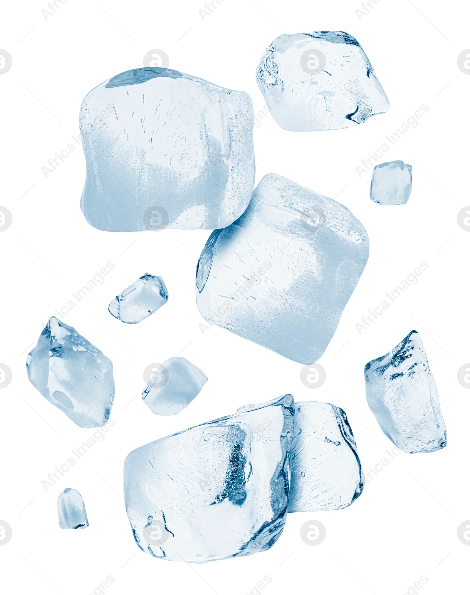 Image of Crushed ice in air on white background