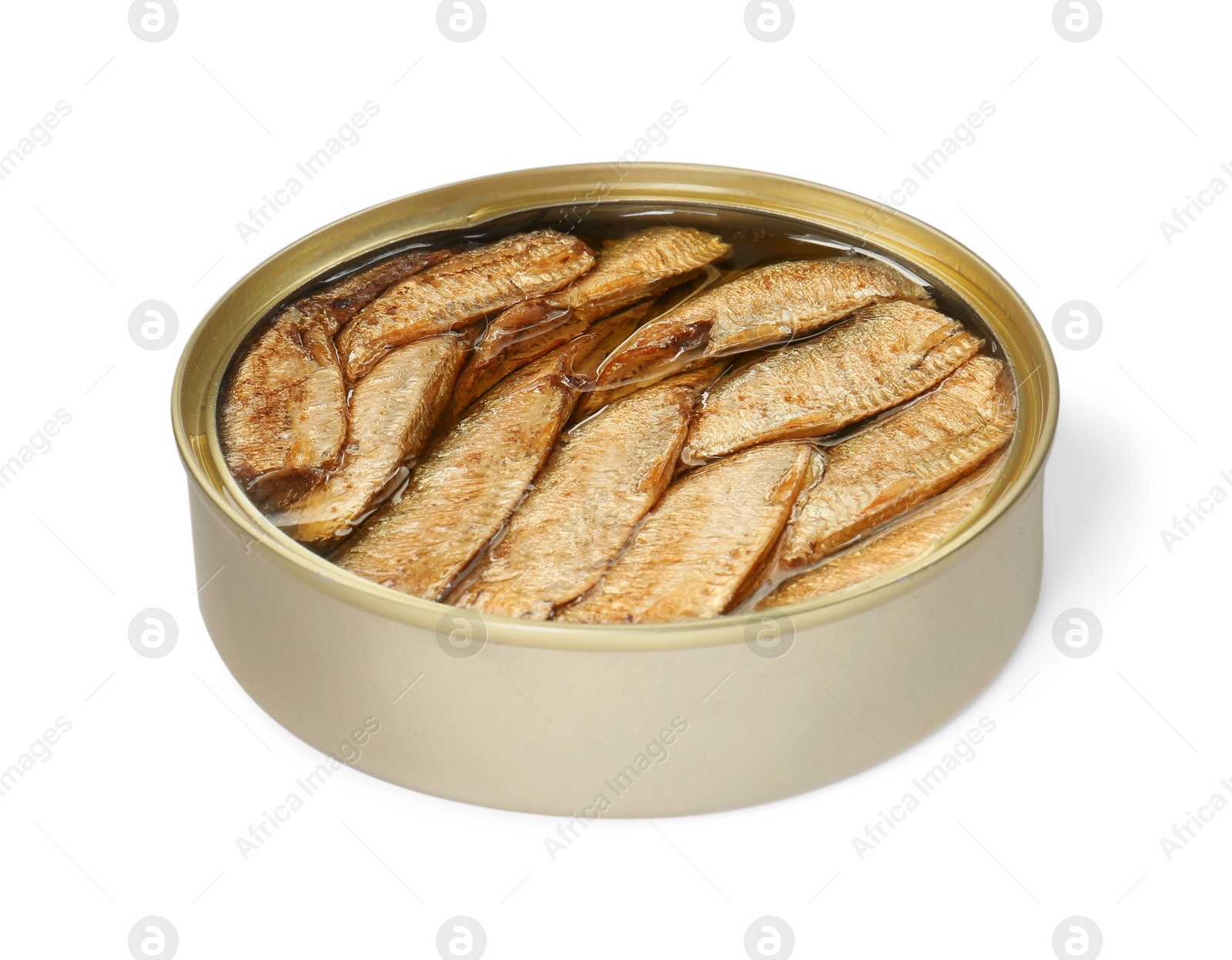 Photo of One tin can of sprats isolated on white