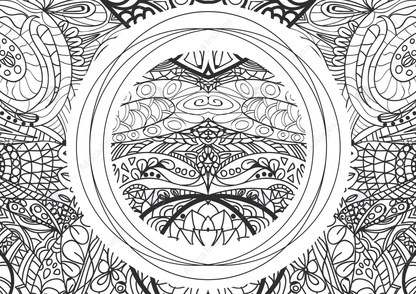 Illustration of Abstract ornaments on white background, illustration. Coloring page
