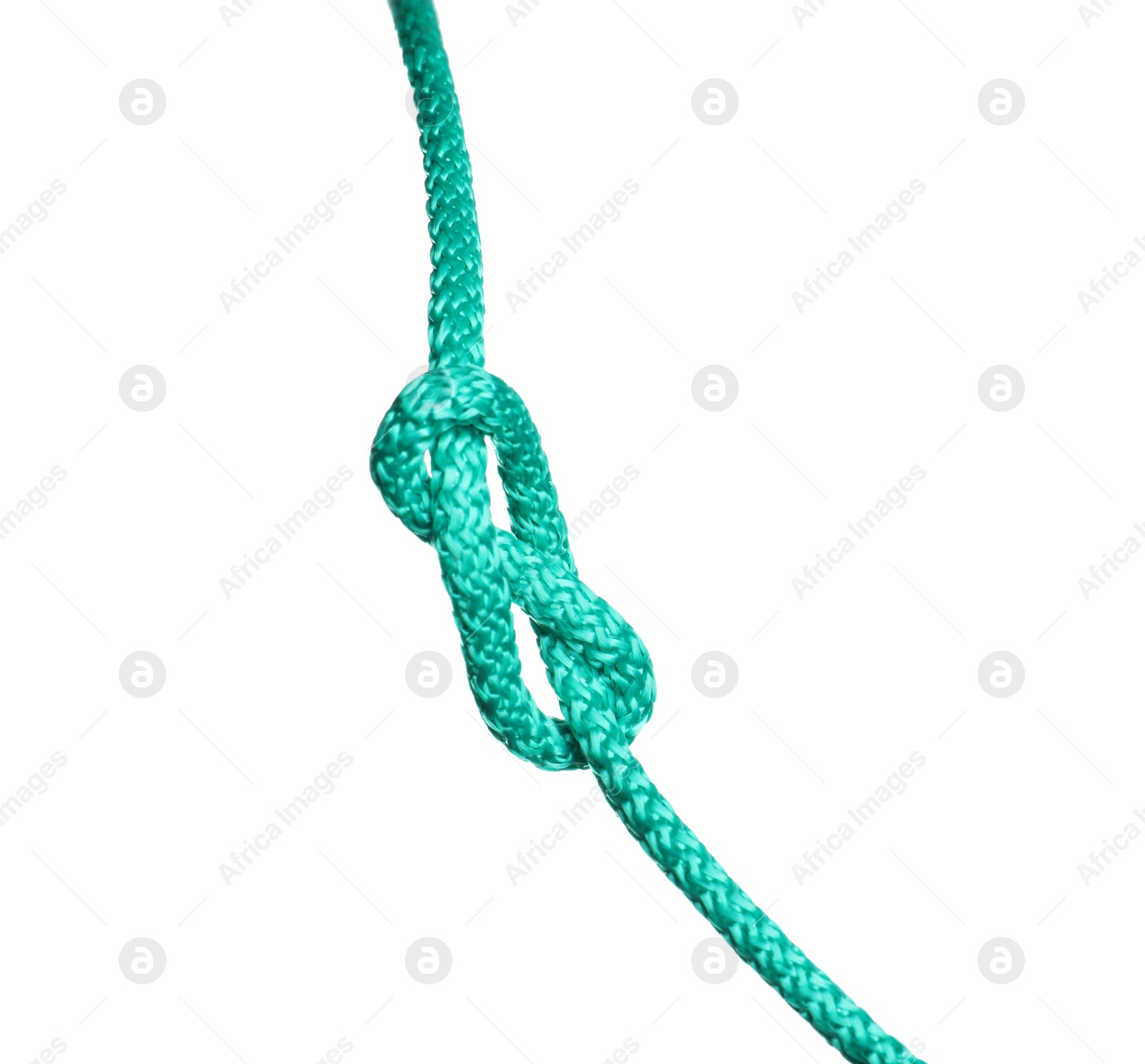 Photo of Color rope with knot on white background