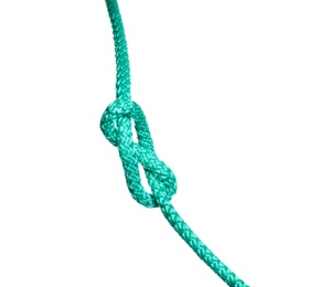 Photo of Color rope with knot on white background