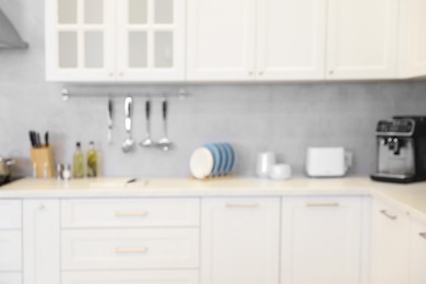 Blurred view of modern kitchen. Interior design