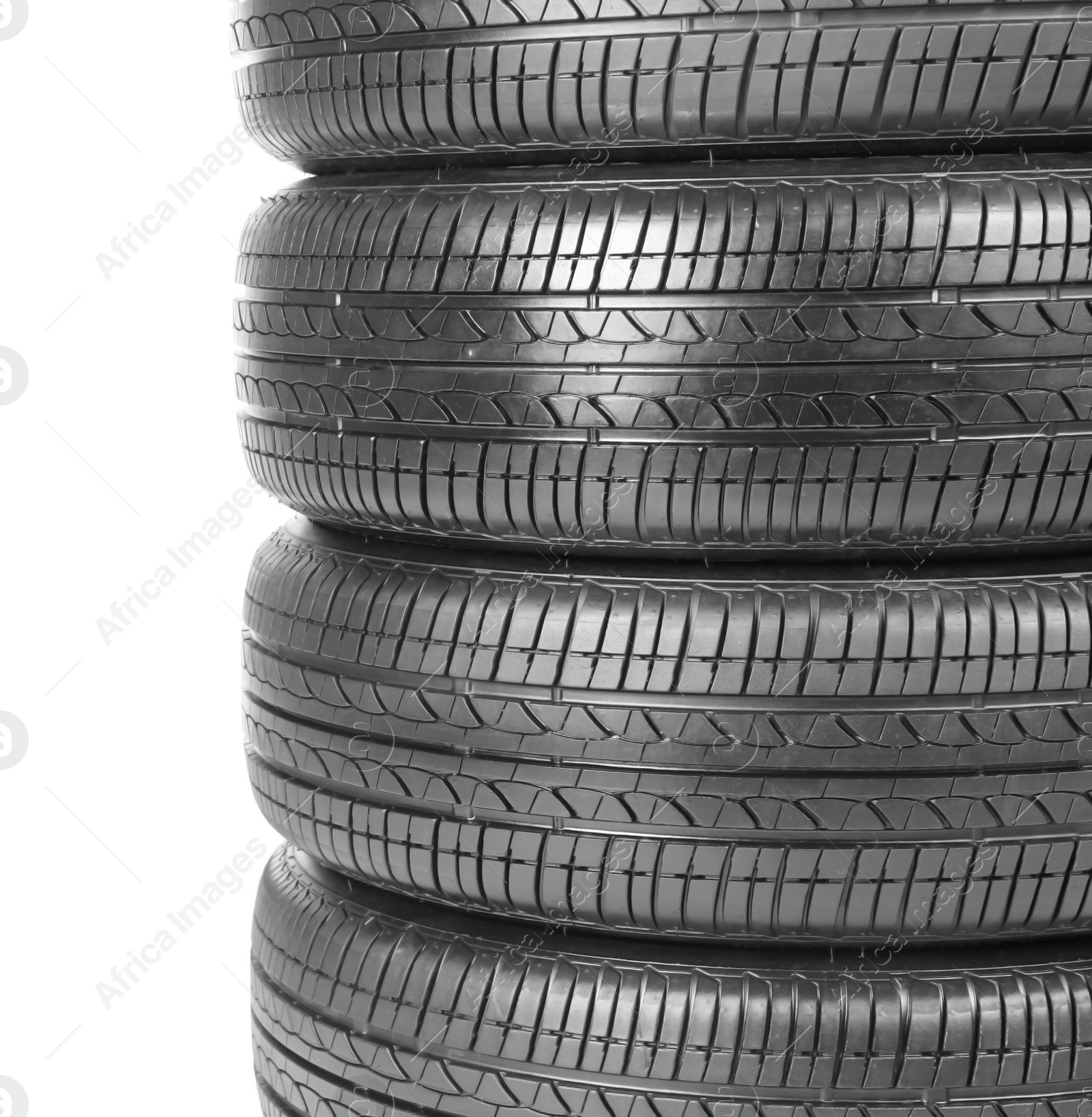 Photo of Car tires on white background