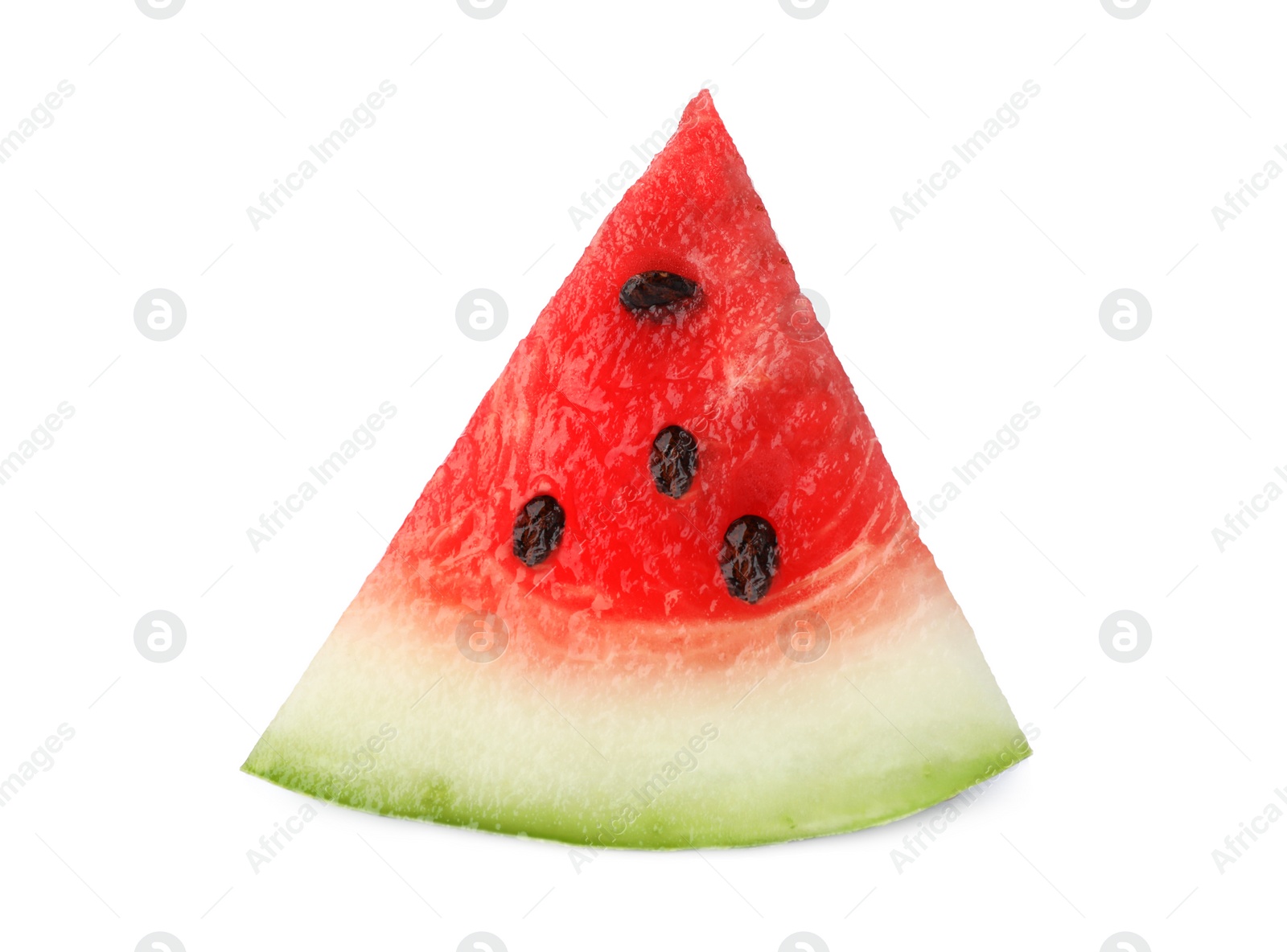 Photo of Slice of ripe watermelon on white background