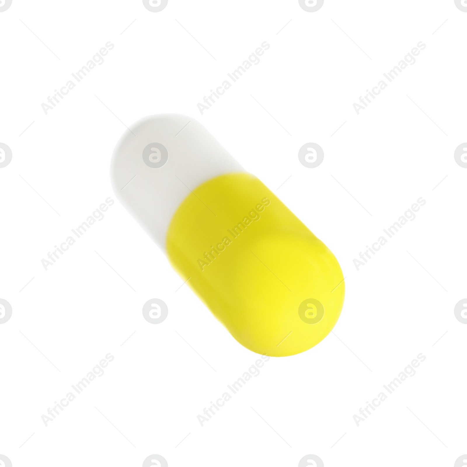 Photo of One pill isolated on white. Medicinal treatment