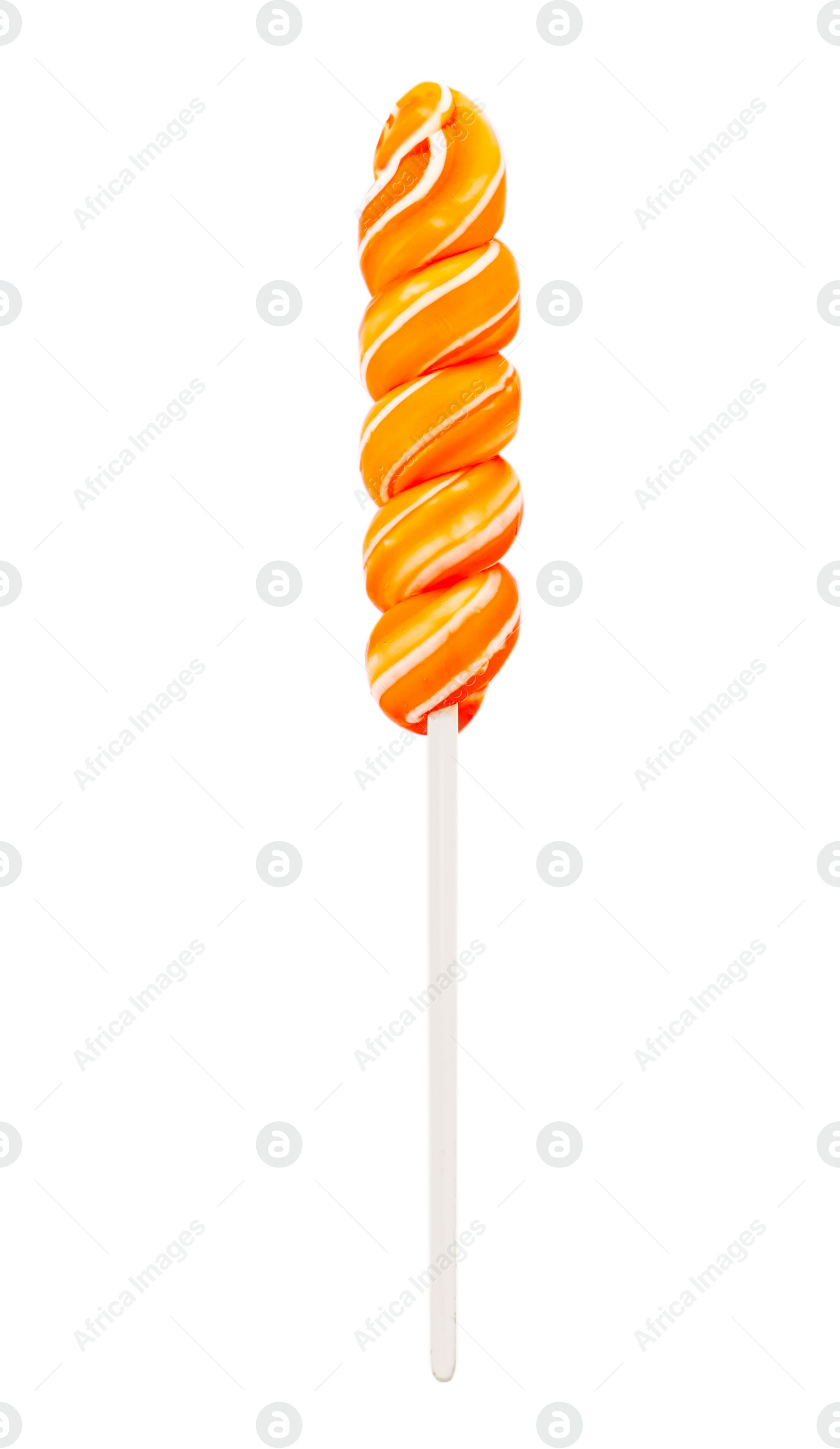 Photo of Tasty colorful fruit flavored candy on white background