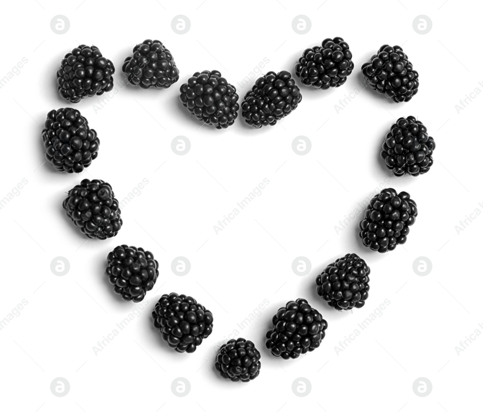 Photo of Flat lay composition with ripe blackberries on white background