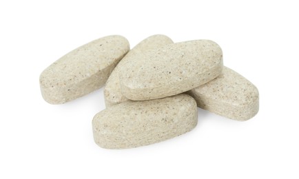 Vitamin pills isolated on white. Health supplement
