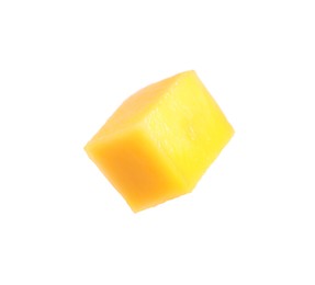 Fresh juicy mango cube on white background