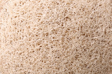 Photo of Loofah sponge as background, top view. Personal hygiene product