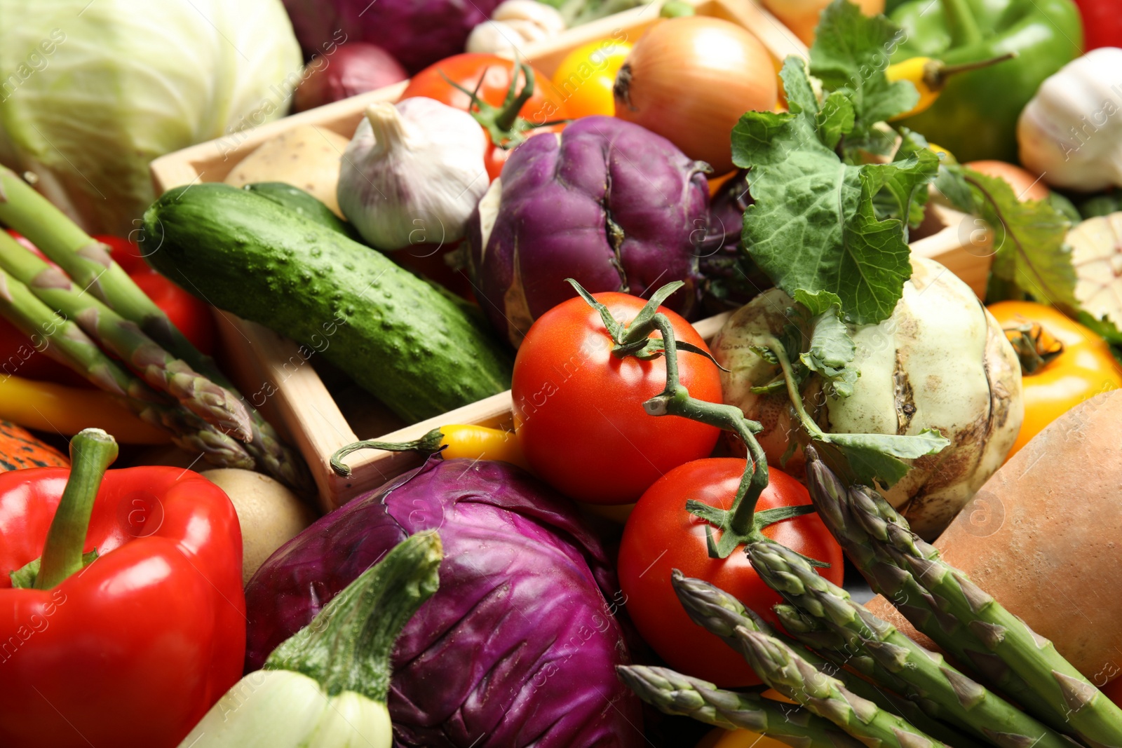 Photo of Many fresh ripe vegetables as background. Organic food