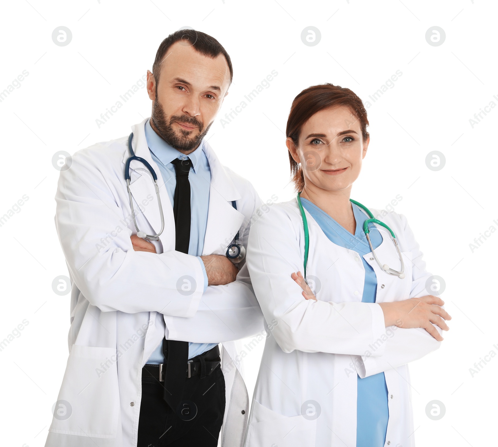 Photo of Portrait of doctors isolated on white. Medical staff