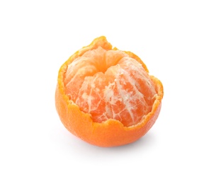 Photo of Whole fresh ripe tangerine on white background