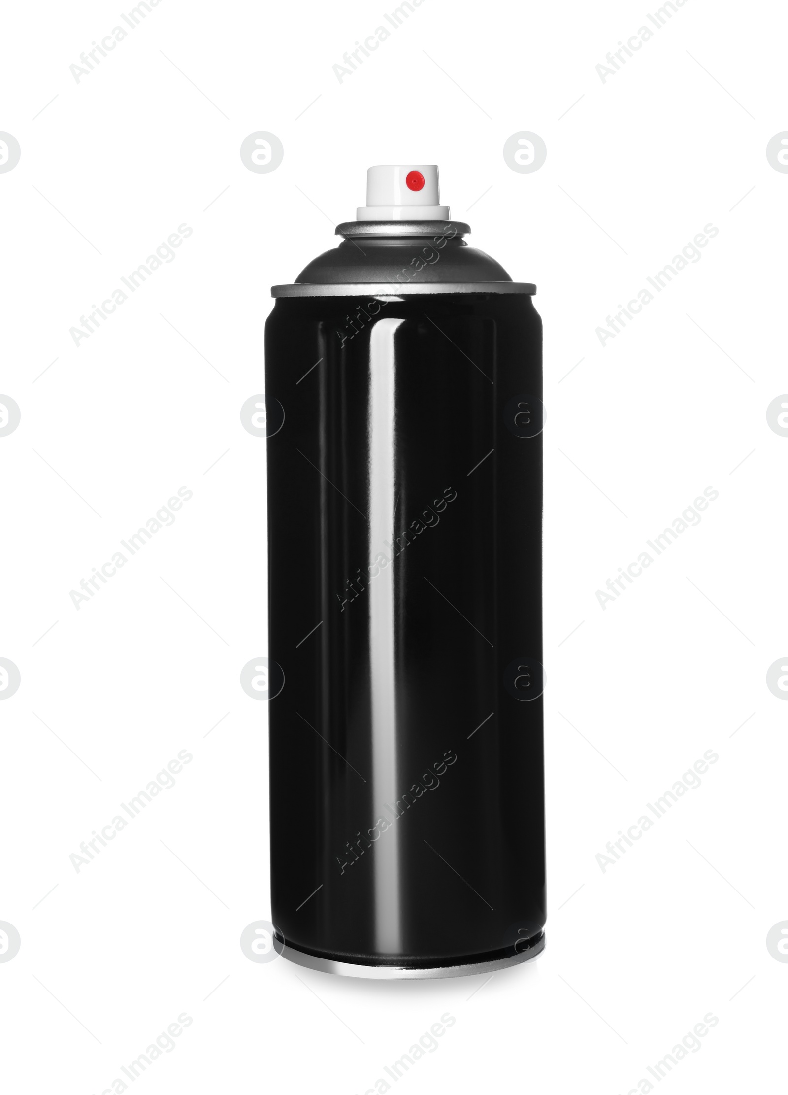 Photo of Black can of spray paint isolated on white