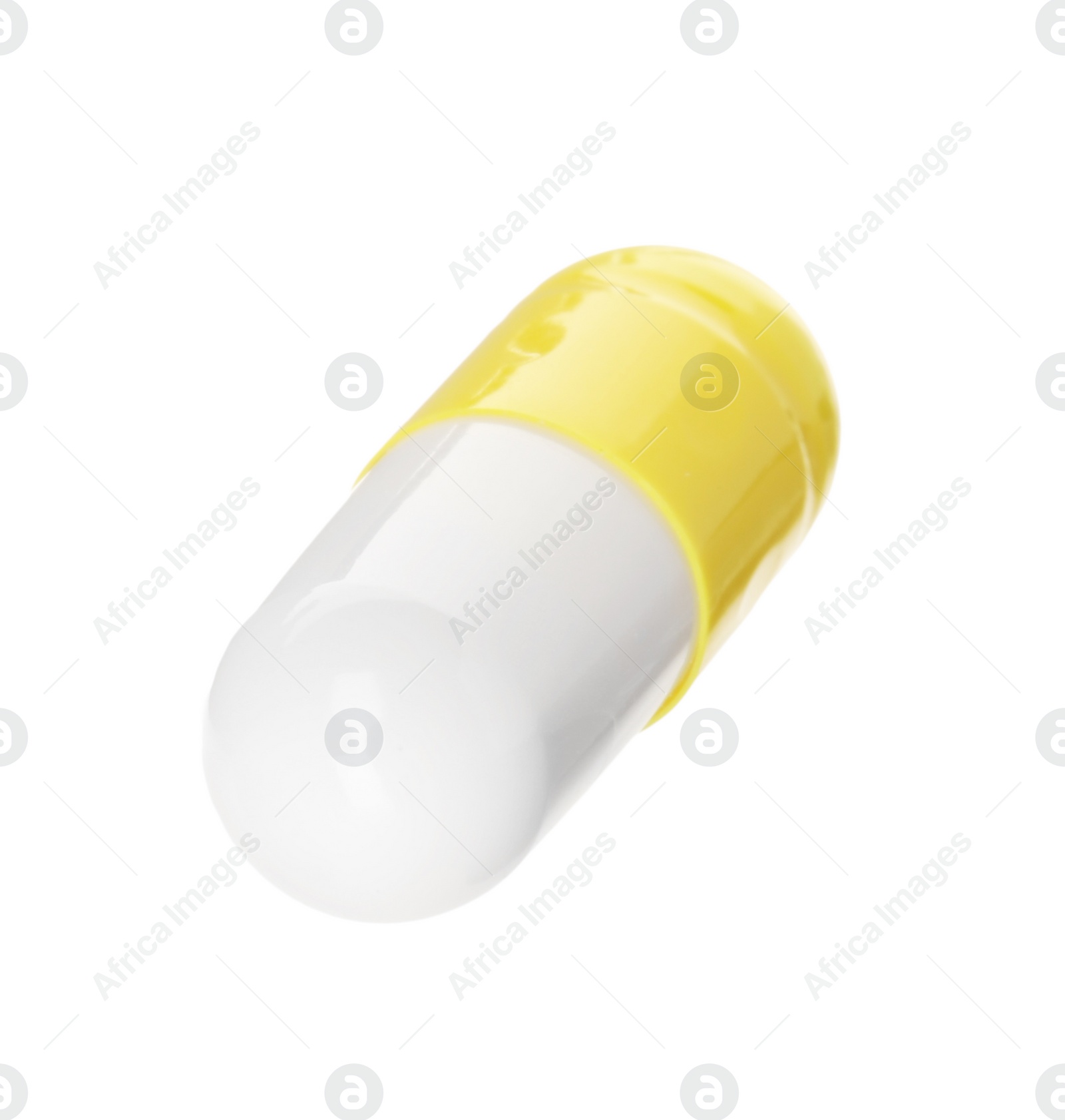 Photo of One antibiotic pill isolated on white. Medicinal treatment