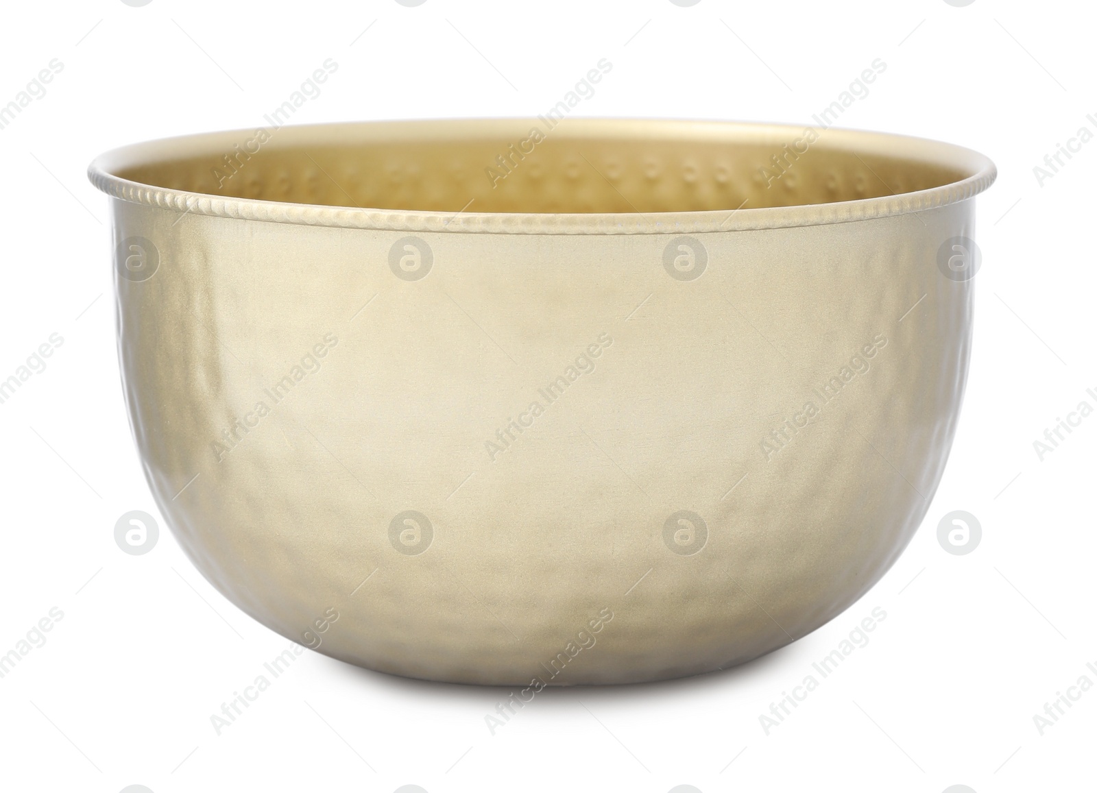 Photo of Empty clean golden bowl isolated on white