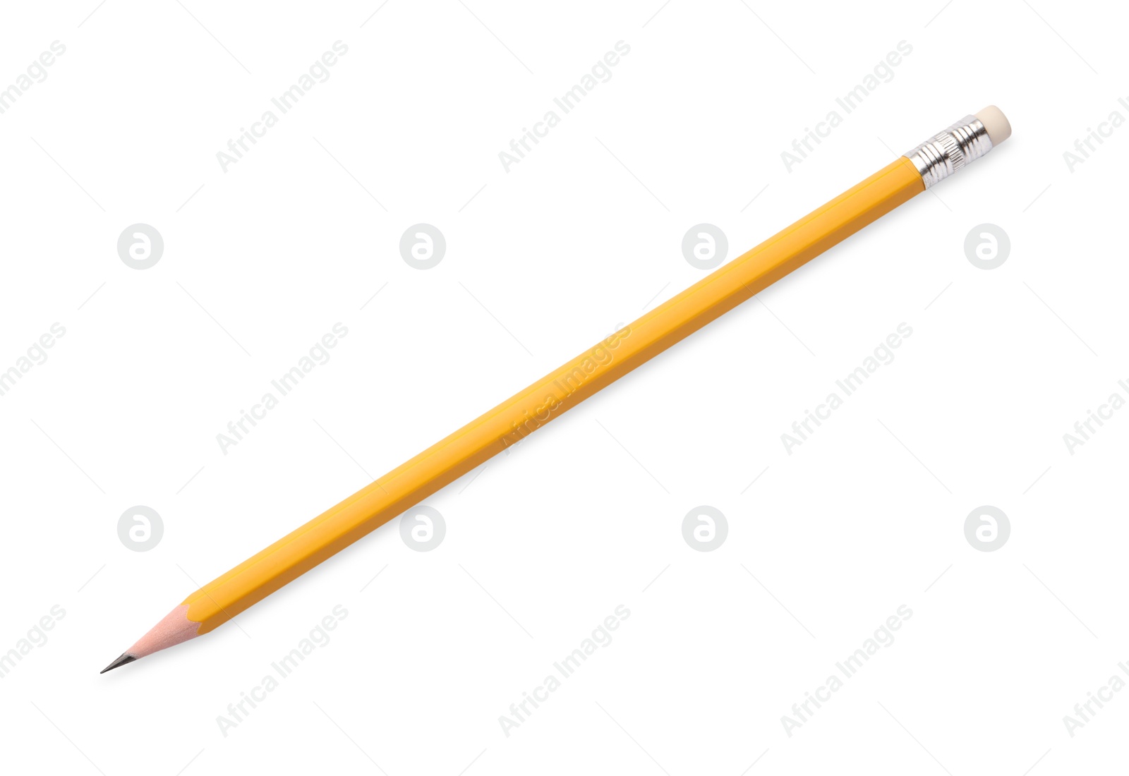 Photo of Graphite pencil with eraser isolated on white. School stationery