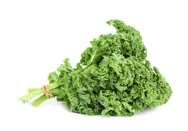 Fresh green kale leaves isolated on white