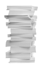 Stack of paper sheets on white background