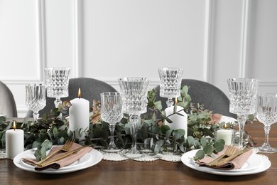 Photo of Stylish elegant table setting for festive dinner indoors