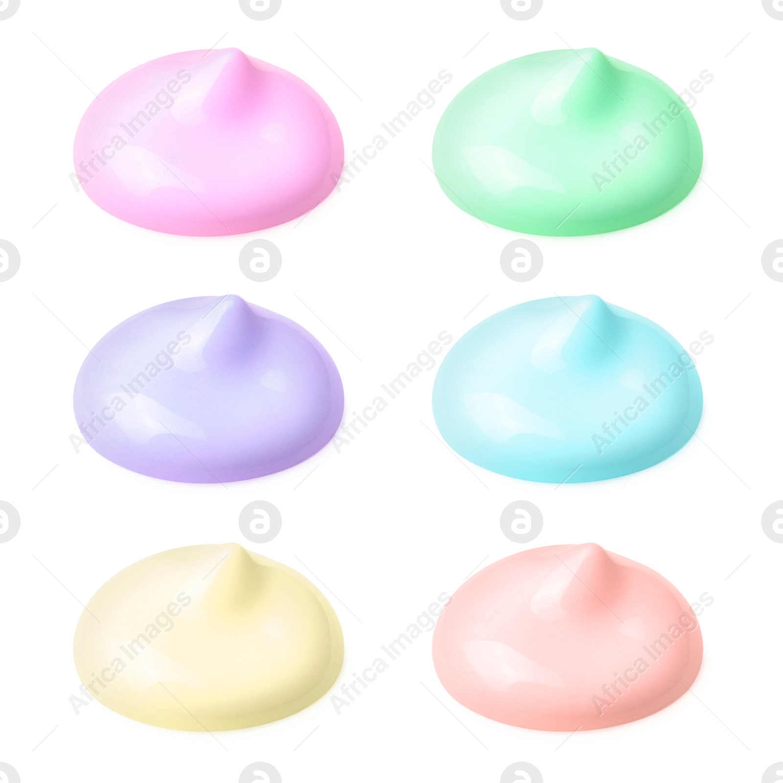 Image of Paint blobs of different colors on white background, set