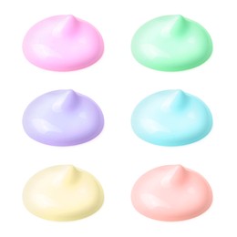 Paint blobs of different colors on white background, set