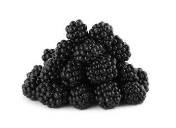 Beautiful tasty ripe blackberries on white background