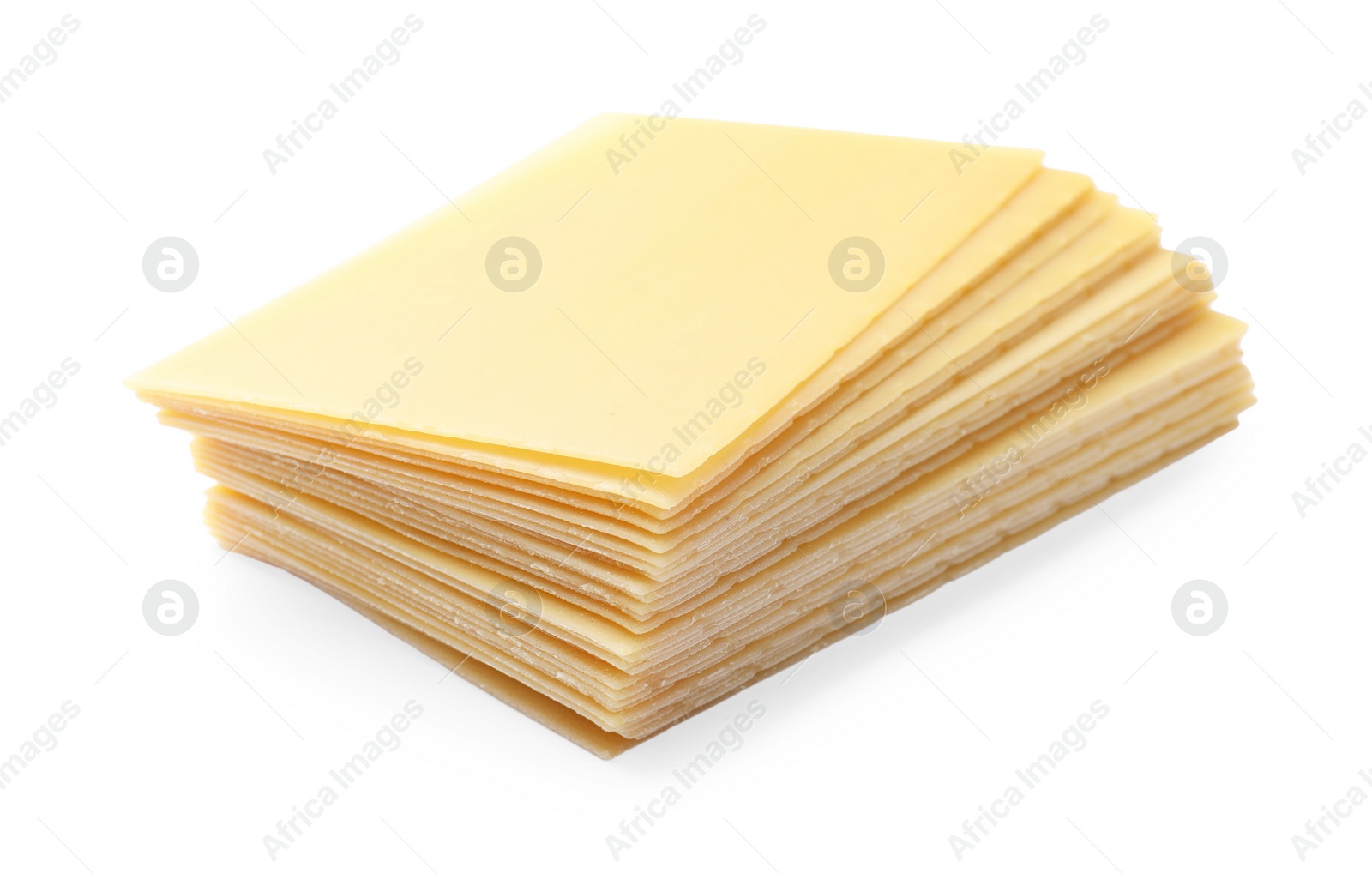 Photo of Stack of uncooked lasagna sheets isolated on white