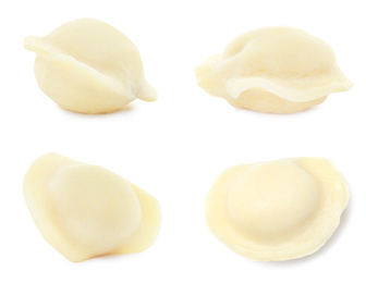 Image of Set of tasty dumplings isolated on white