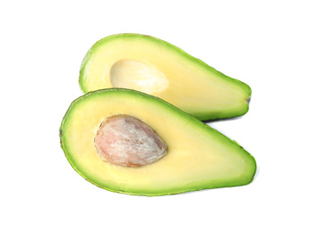 Photo of Tasty raw avocado fruit isolated on white