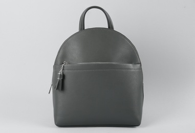 Photo of Stylish leather urban backpack on white background