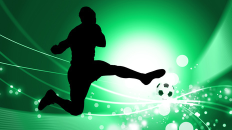 Image of Silhouette of football player in action. Creative banner design