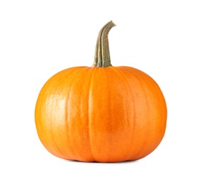 Photo of One fresh orange pumpkin isolated on white