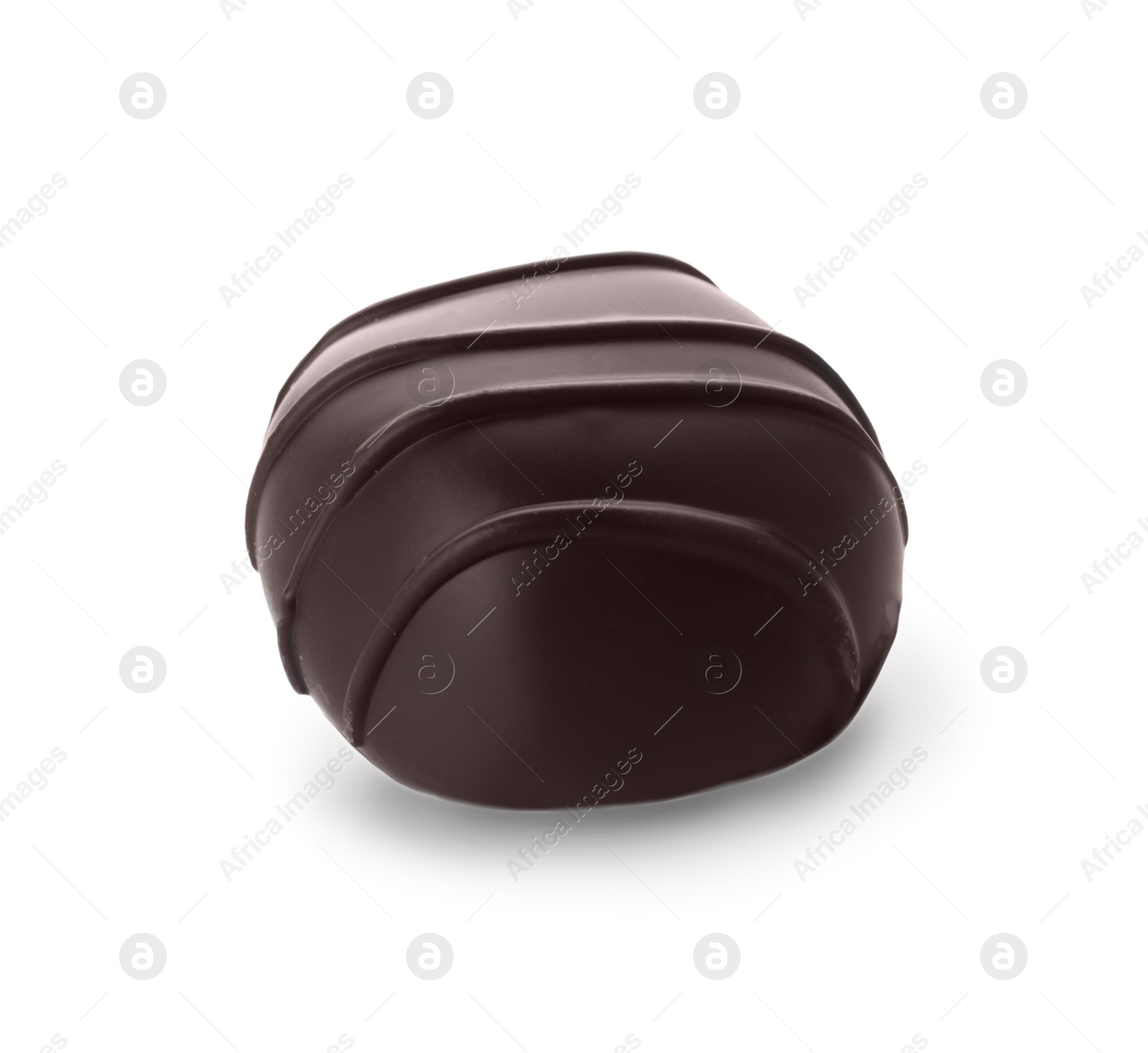 Photo of Delicious dark chocolate candy isolated on white