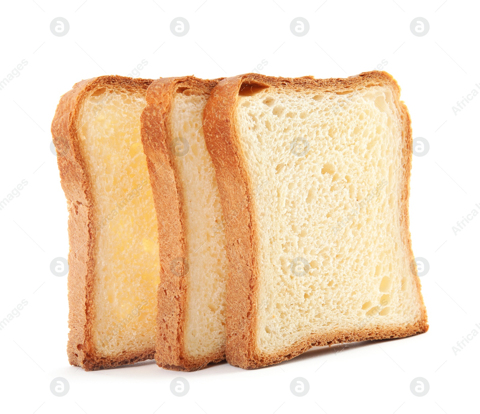 Photo of Fresh bread on white background. Baked goods