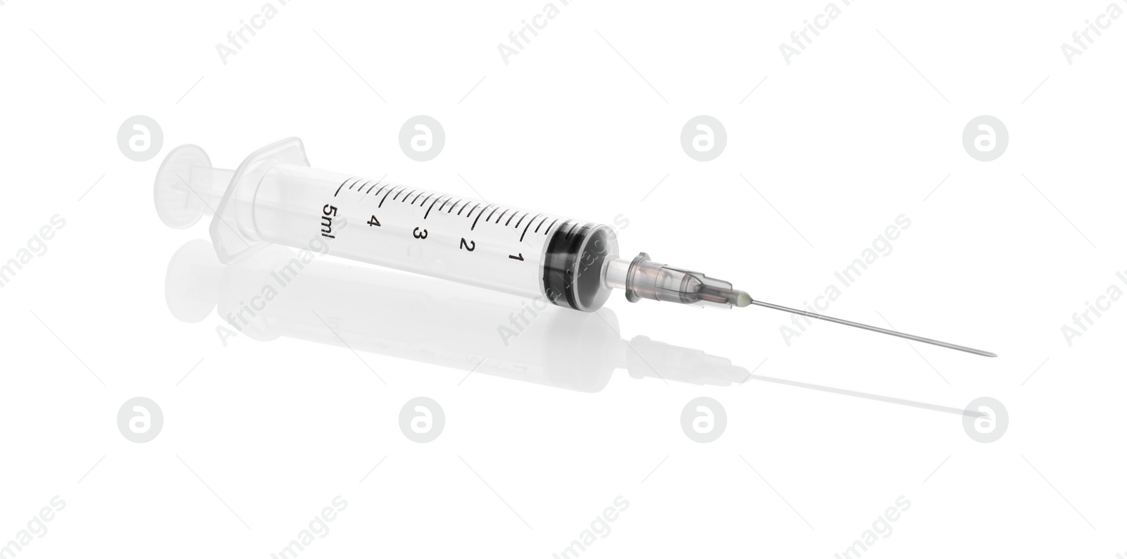 Photo of New medical syringe with needle isolated on white