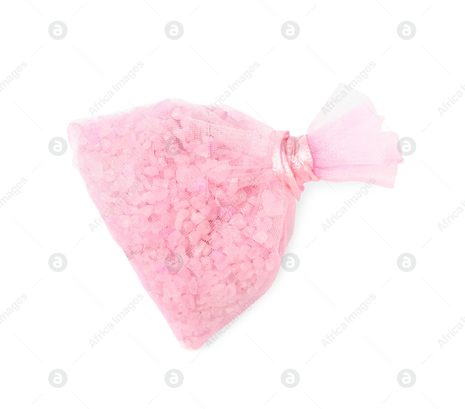 Photo of Scented sachet with aroma beads isolated on white, top view