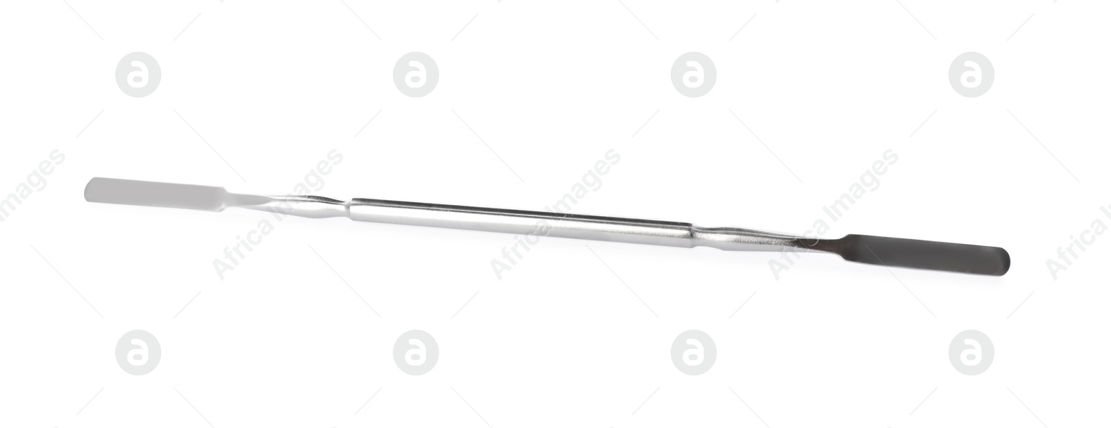 Photo of Double ended flat dental spatula isolated in white. Dentist's tool