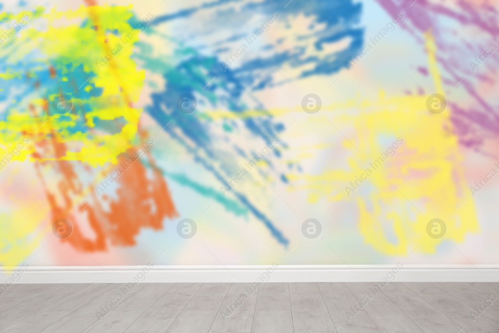 Image of Abstract colorful graffiti drawn on wall in room