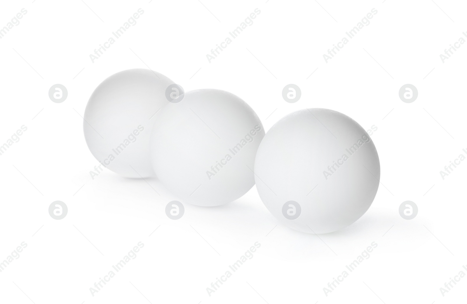 Photo of Ping pong balls isolated on white. Table tennis equipment
