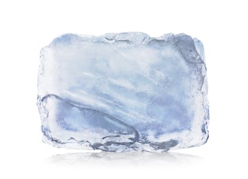 Photo of One cold ice cube isolated on white