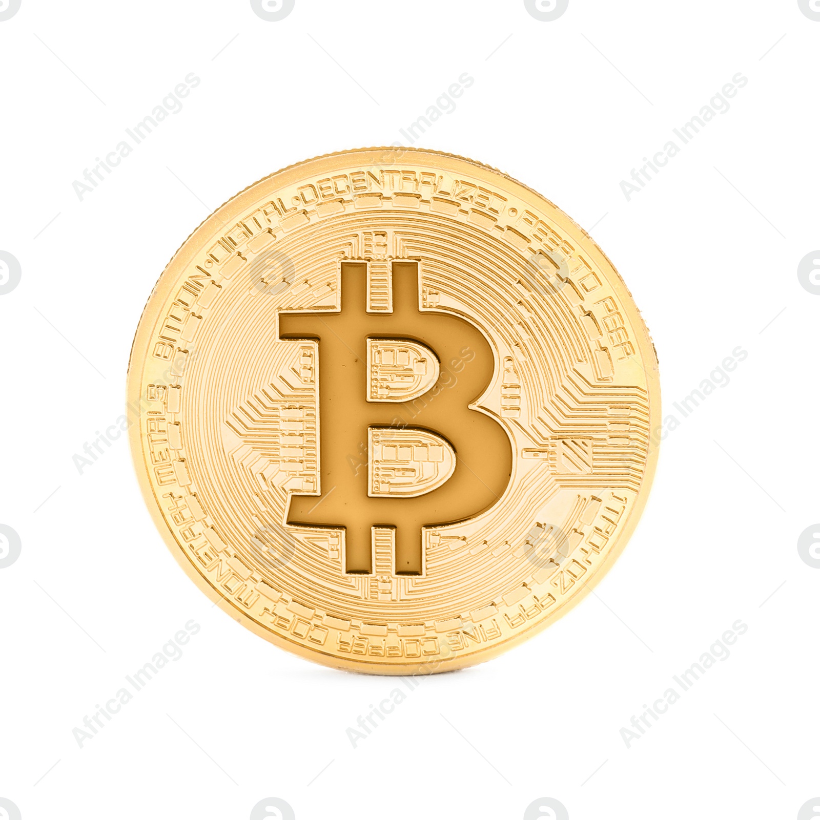 Photo of Gold bitcoin isolated on white. Digital currency