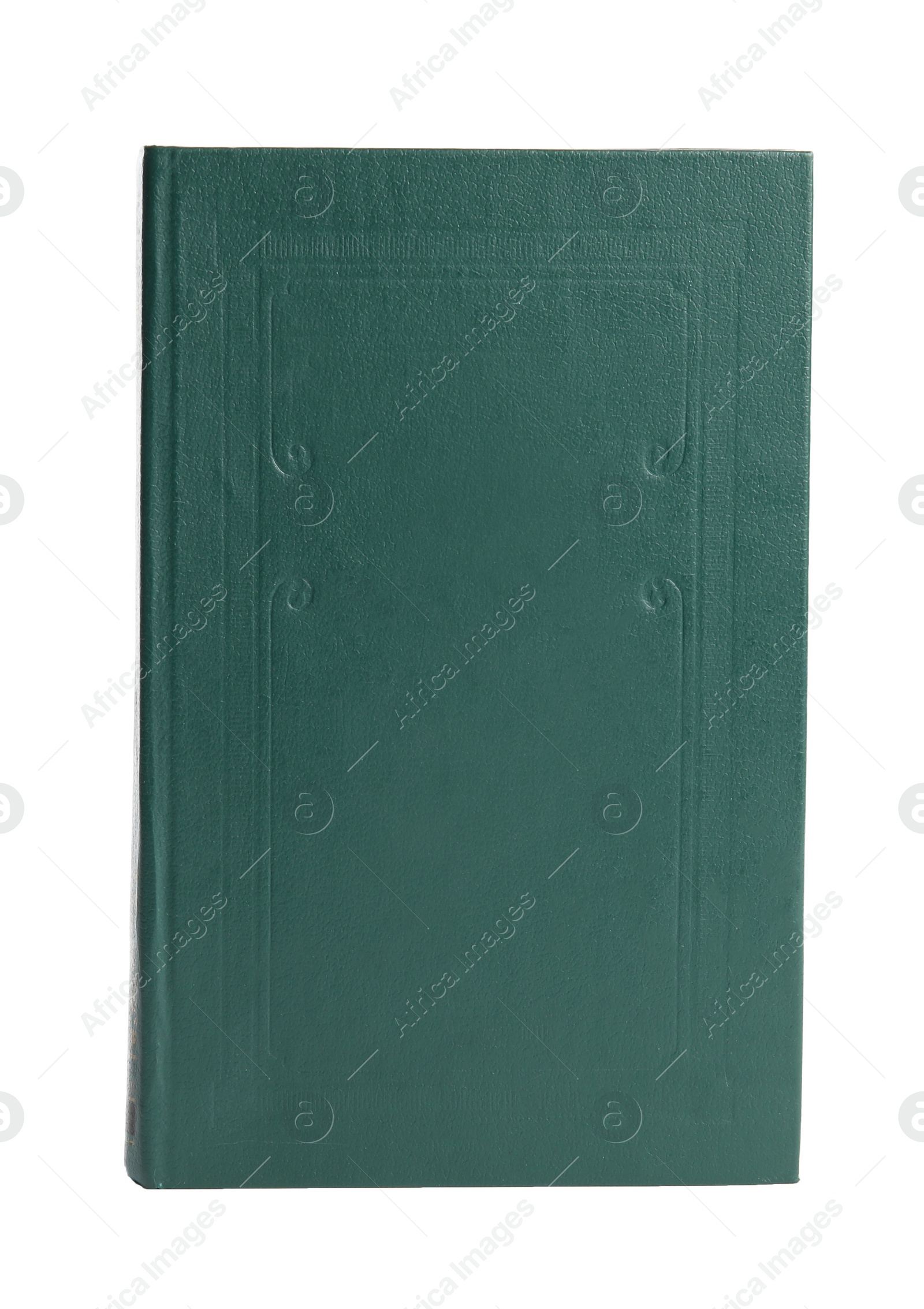 Photo of Book with hard cover isolated on white, top view