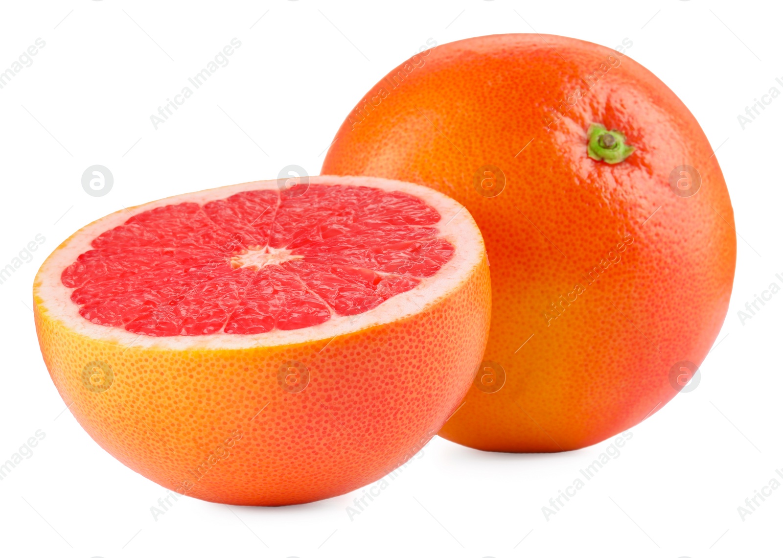 Photo of Fresh ripe grapefruits isolated on white. Citrus fruit