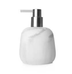 Stylish light soap dispenser isolated on white