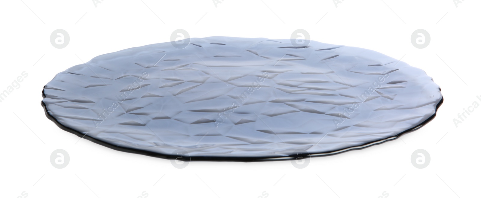 Photo of Beautiful blue ceramic plate isolated on white