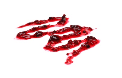 Photo of Sweet berry jam on white background