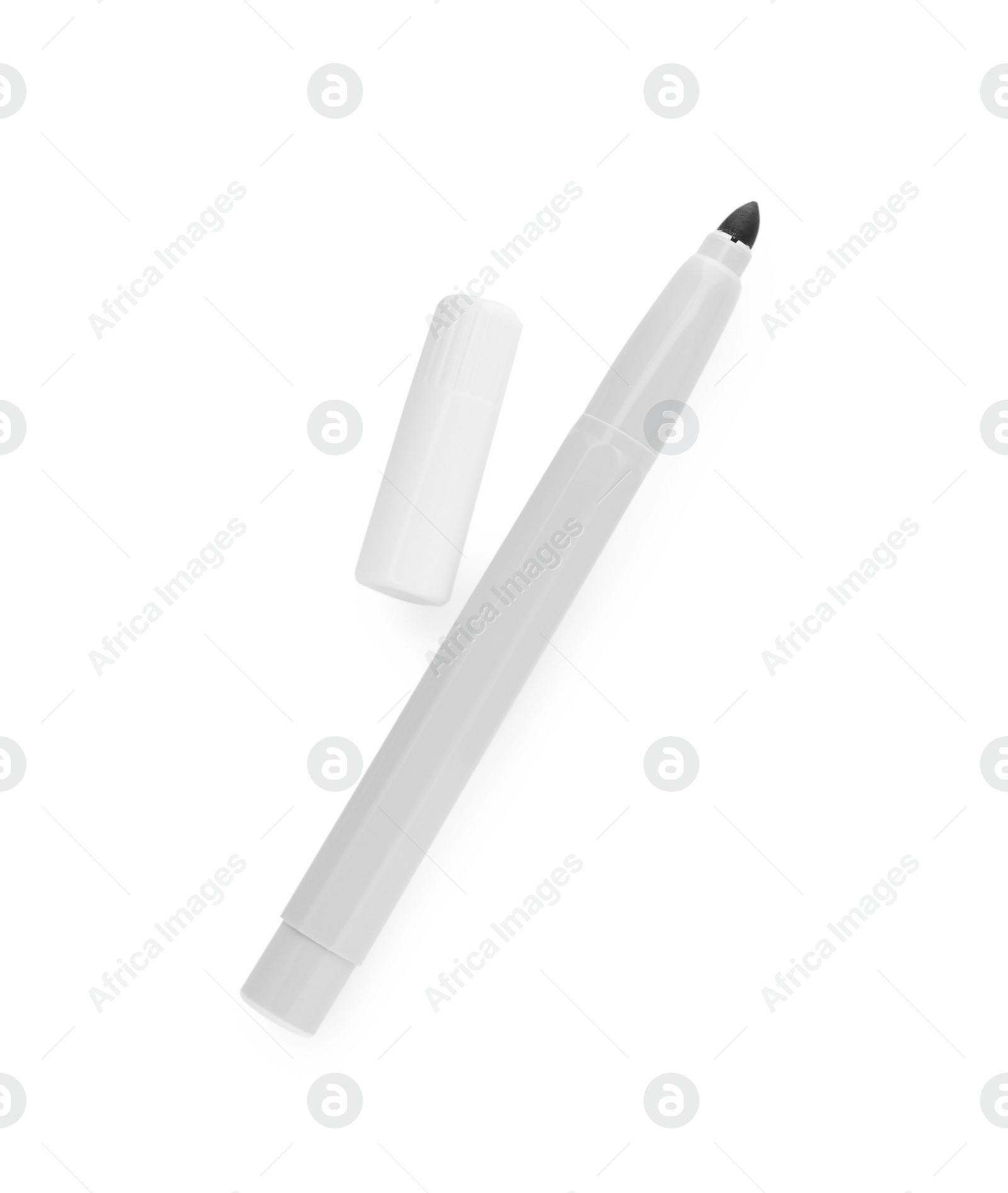 Photo of Grey marker and cap isolated on white, top view